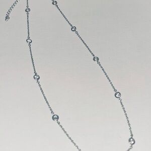 Elegant Silver Necklace with Rhinestones - Like New